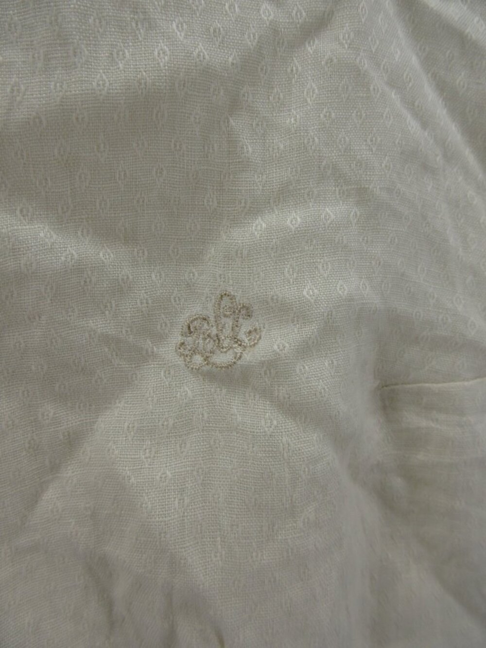 VTG Lauren Ralph Lauren Top Large White Linen Shirt Loop Collar NEW - Picture 5 of 13